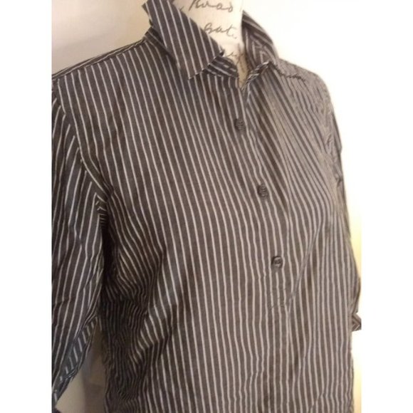 Charter Club Striped 3/4 sleeve button up shirt cotton women's size 6 - Picture 2 of 11